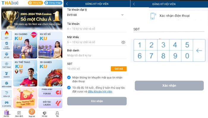 Cách đăng ký Thabet trên điện thoại