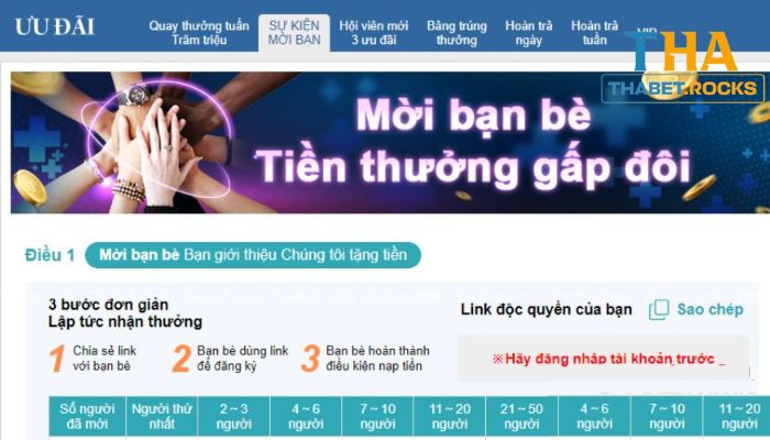 Khuyến mãi Thabet khi mời thêm bạn mới