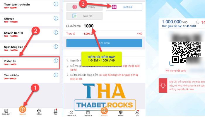 Nạp tiền bằng cách quét ví MoMo QR và Viettel Money 